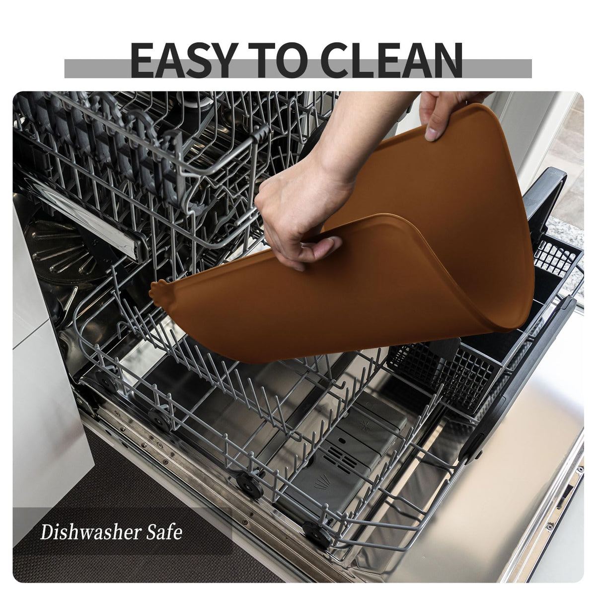 Silicone Pet Feeding Mat (Brown / 28" x 18")