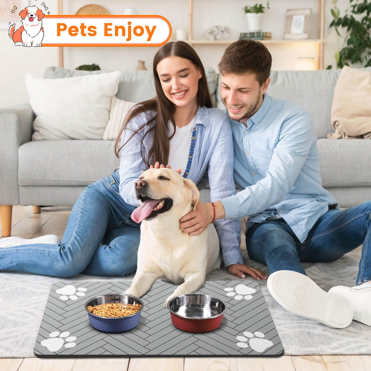 Pet Feeding Mat (Light Gray / 32"L x 22"W)
