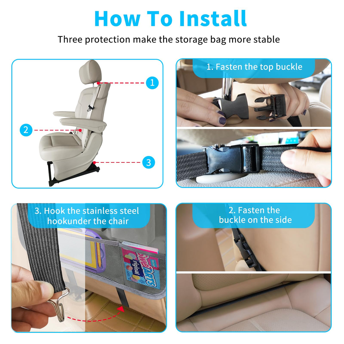 Car Backseat Organizer with Tablet Holder (2Pack / Grey)