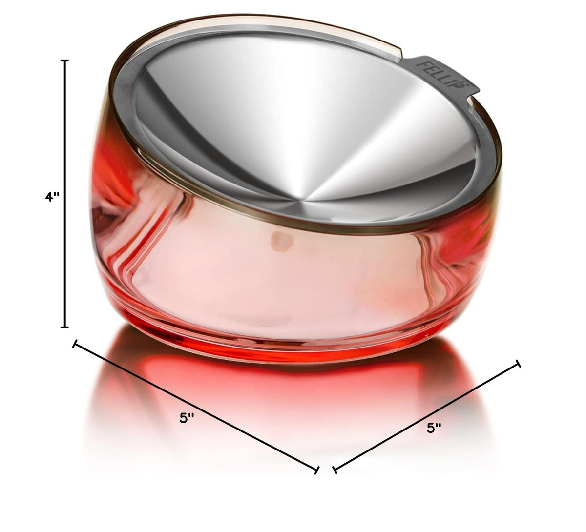 Pet Oblik Acrylic Raised Dog Food Water Bowl Stainless Steel Slanted Oval Dish for Short Leg Puppy & Small Medium Pet (Pink / 1.5 Cups Oval Dish)