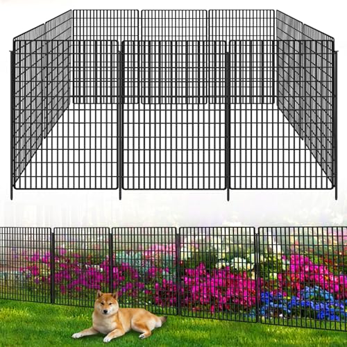 10 Panels No Dig Decorative Garden Fences (Black / 10 Panels-36in(H)x25.2ft(L)-Flat)