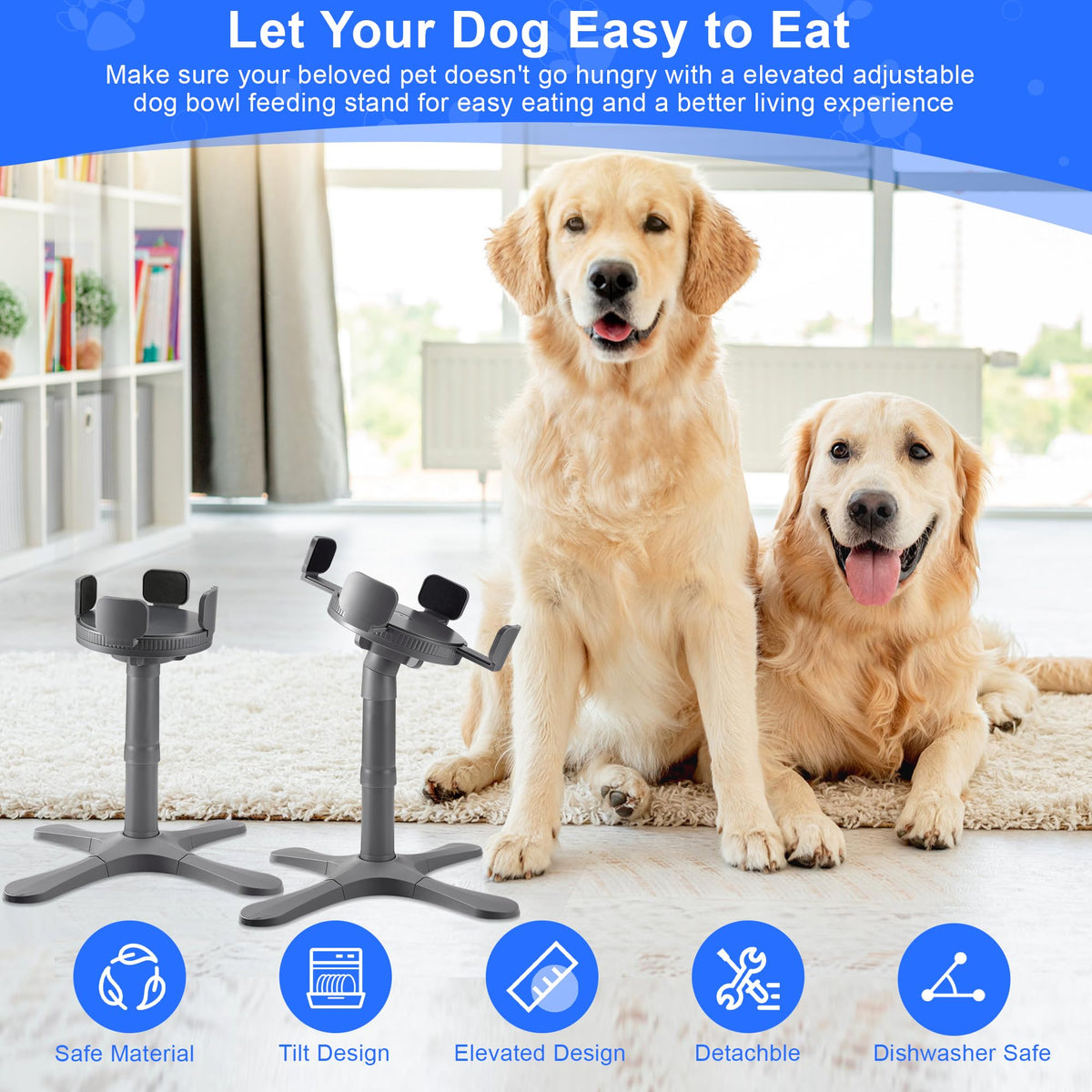 Dog Bowls Elevated Adjustable Stand (Grey / Dog Bowl Stand 1 Pack Grey)