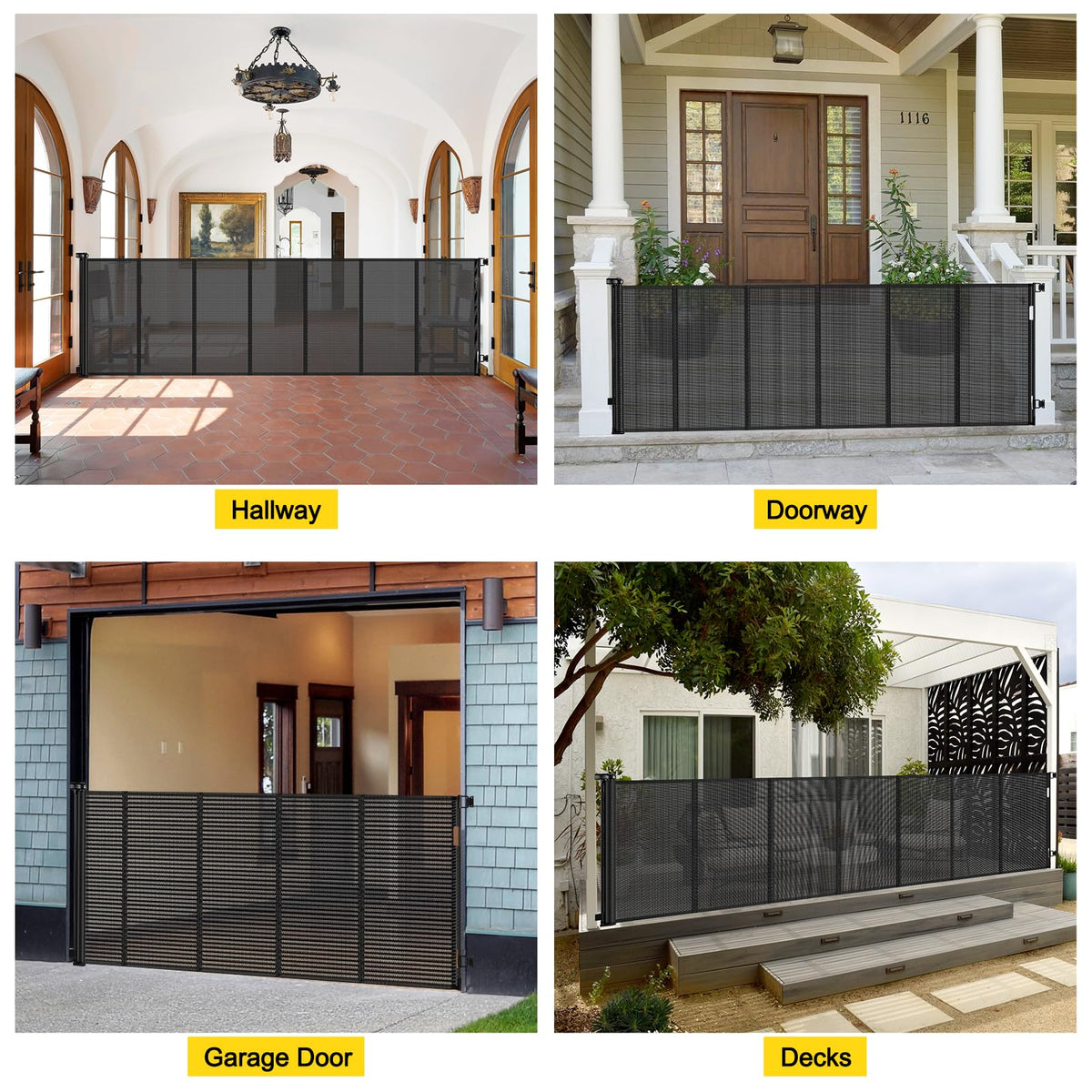 Reinforced 42" Tall x 100" Extra Wide Retractable Baby Gates for Doorways (Black / Reinforced 42" Tall X 100" Wide)