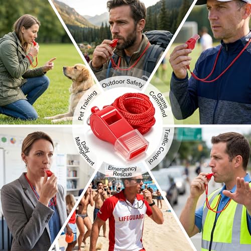 Colorful Plastic Whistles with Lanyard & Cover (18 PCS)