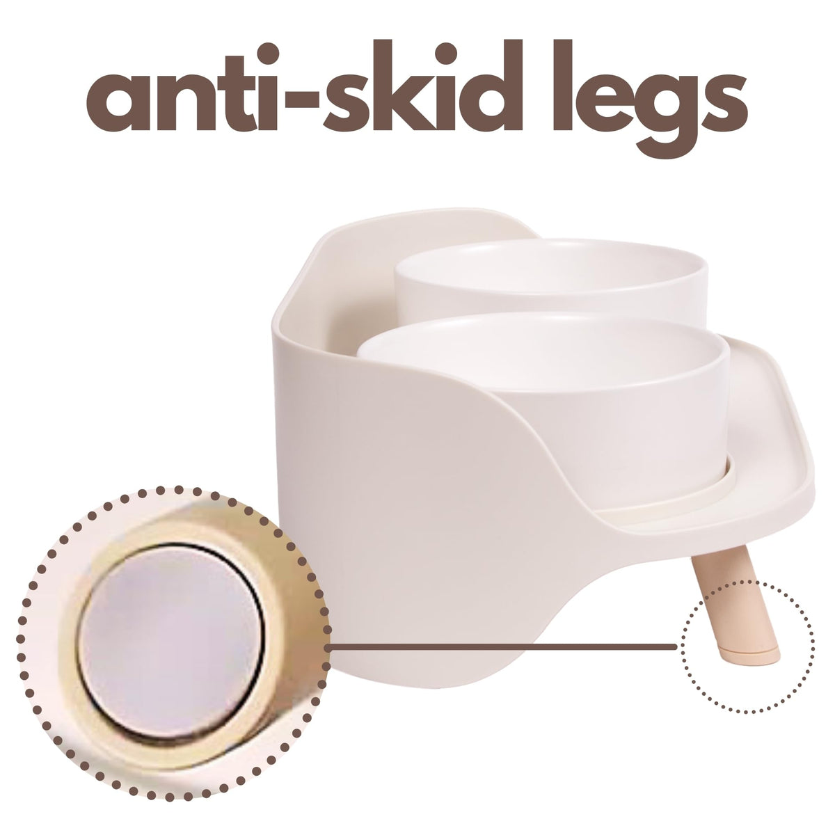 Ceramic Dog Bowls with Stand (13.5 OZ / White / Beige)