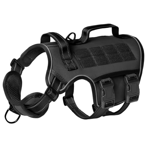 Dog Harness Medium Sized Dog (Black / M(Neck:17-23",Chest:22-32"),35-50 lbs)