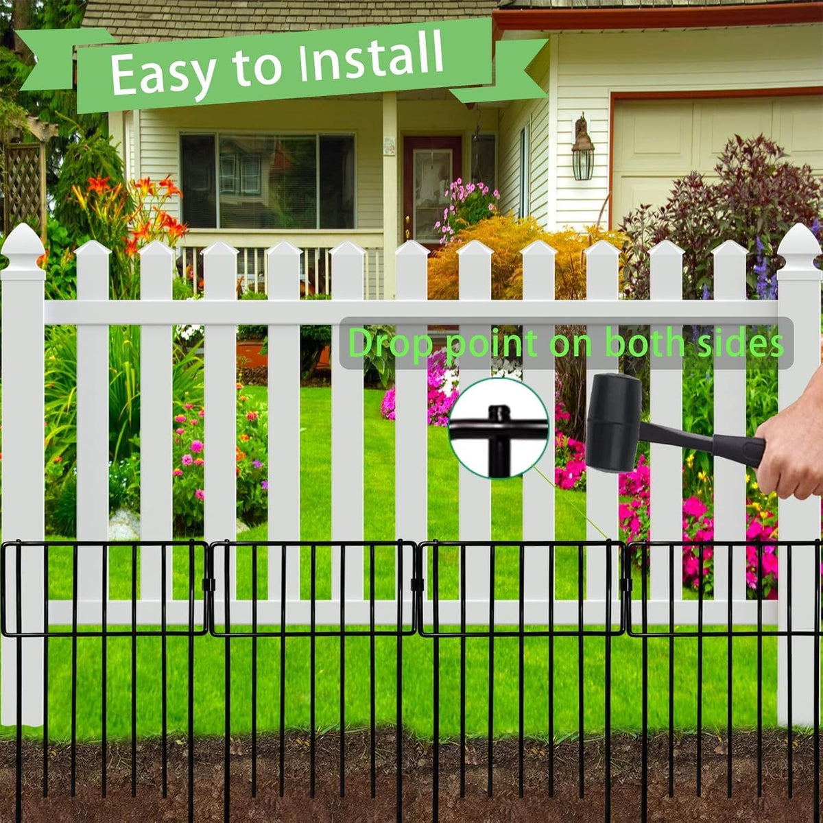 30 Pack Animal Barrier Fence (Black / 30 Pack,30Ft)