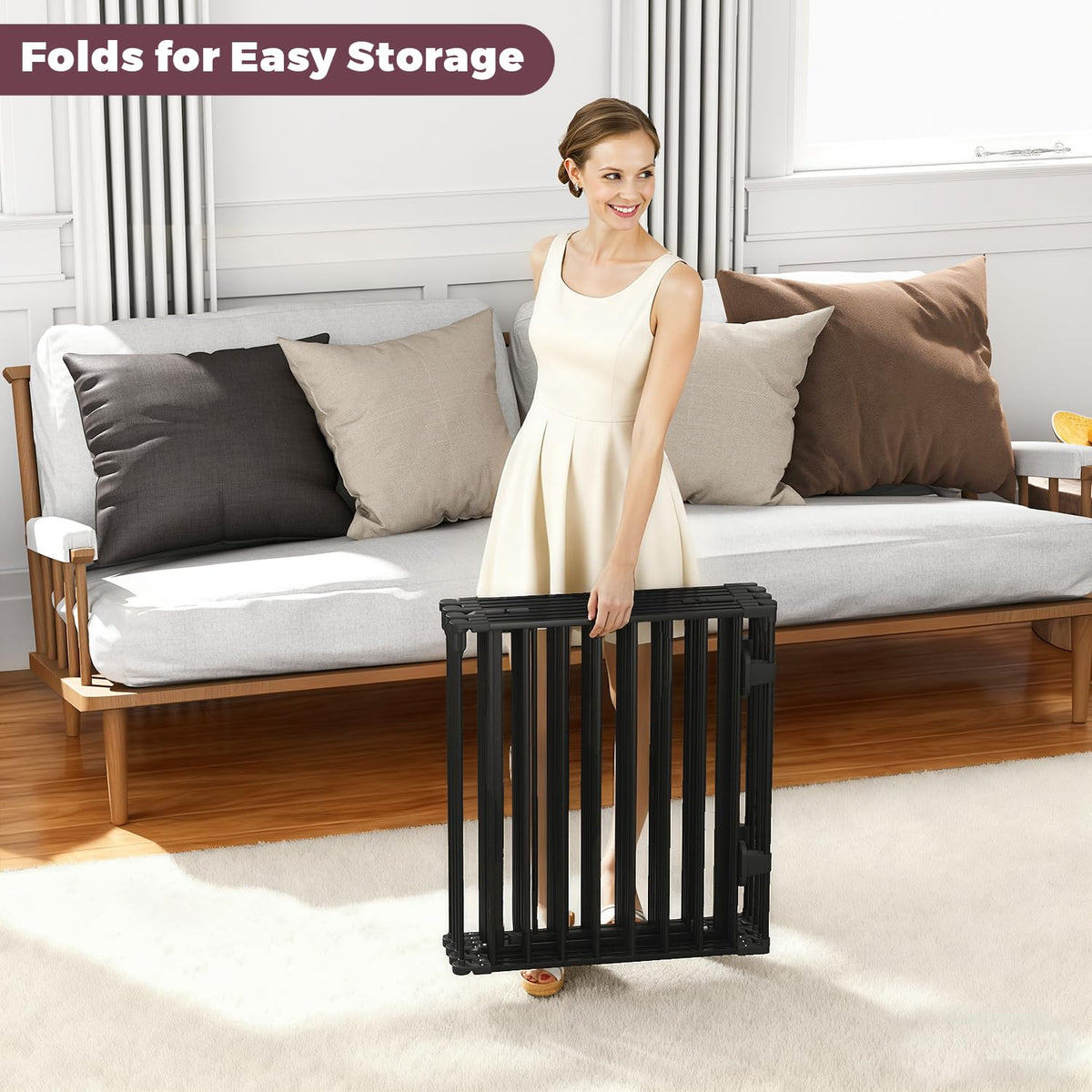 190" Extra Wide Baby Gate Playpen (Black / 190" Wide)