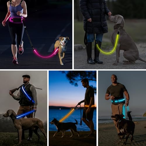 LED Dog Leash Waist Hands Free (Multicolor)