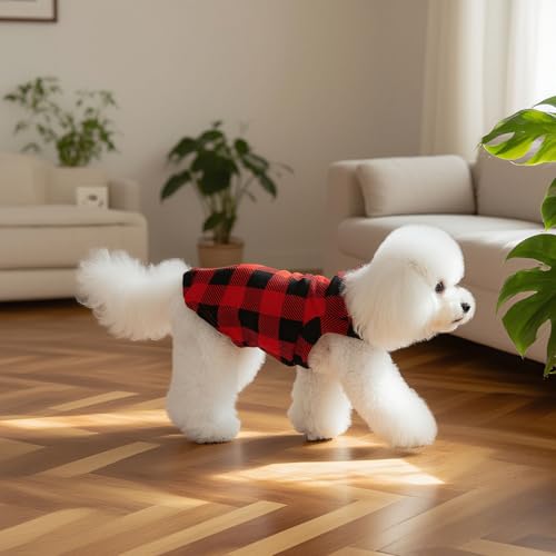 Cat Sweater Warm Fleece Pet Clothes for Cats Only (Red & Black / Large)