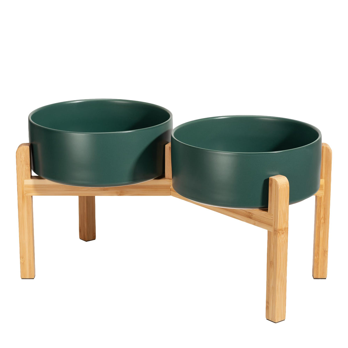 Elevated Ceramic Dog Bowl Set (Green / Large)