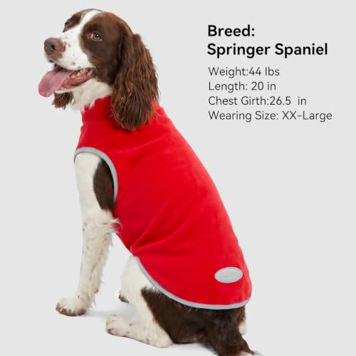 2 Pack Fleece Dog Sweater Pullover Lightweight Reflective Jacket (XX-Large / Red & Red Stripes)