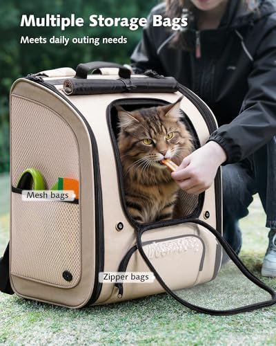 Cat Backpack Carrier (Khaki / 14.9"L x 11.0"W x 19.6"H)