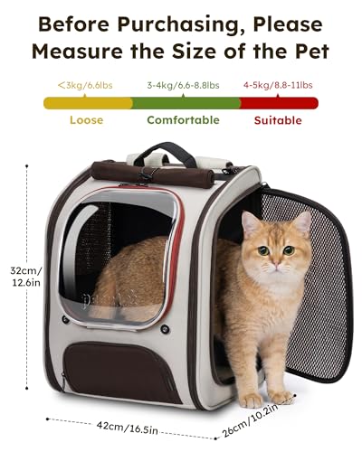 Dog Backpack Carrier (Khaki-on-Khaki Color Blocking / 12.6"L x 10.2"W x 16.5"H)