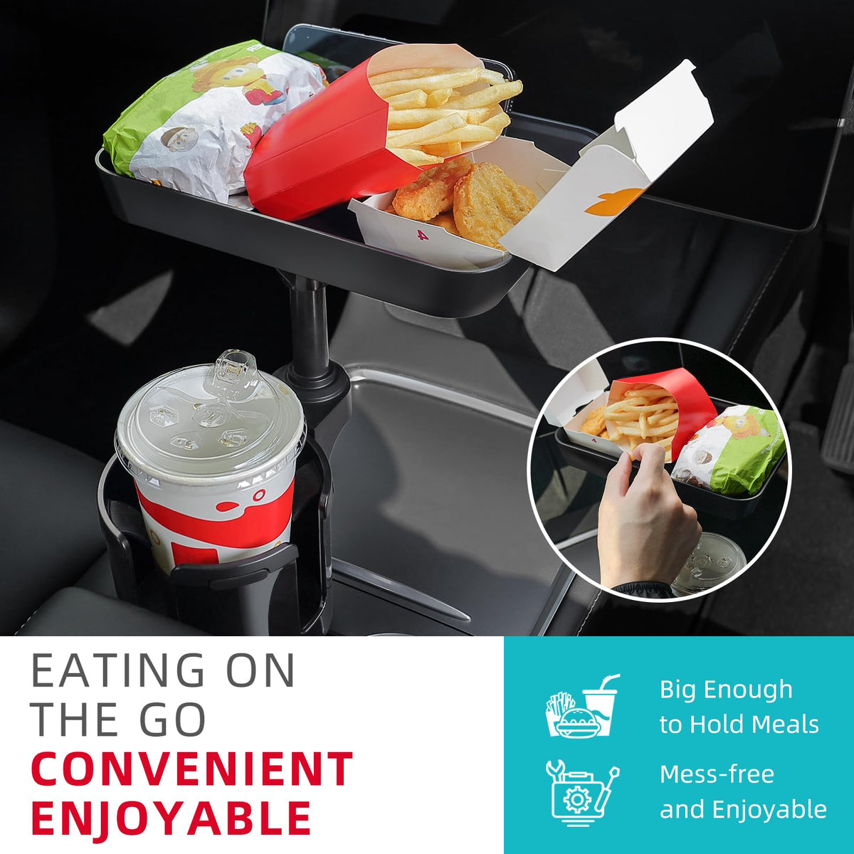 Car Cup Holder Tray (BLACK)