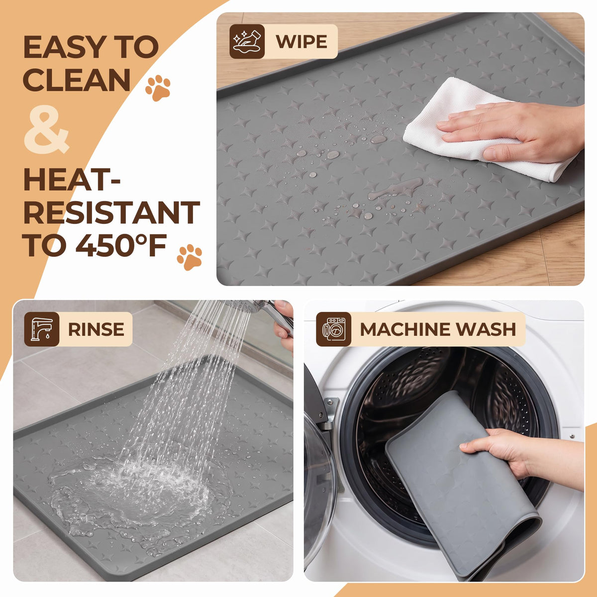 Silicone Pet Feeding Mat (Grey / 24"L x 16"W)