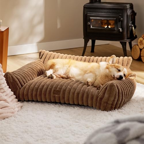 ComfyFleece® Shown on TV Dog Couch for Medium Dogs (36x27x10" / Camel Brown)