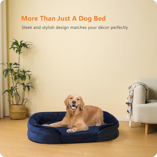 Orthopedic Waterproof Large Dog Bed Sofa (Navy Blue / Large(42 x 31 x 6.5 inch))