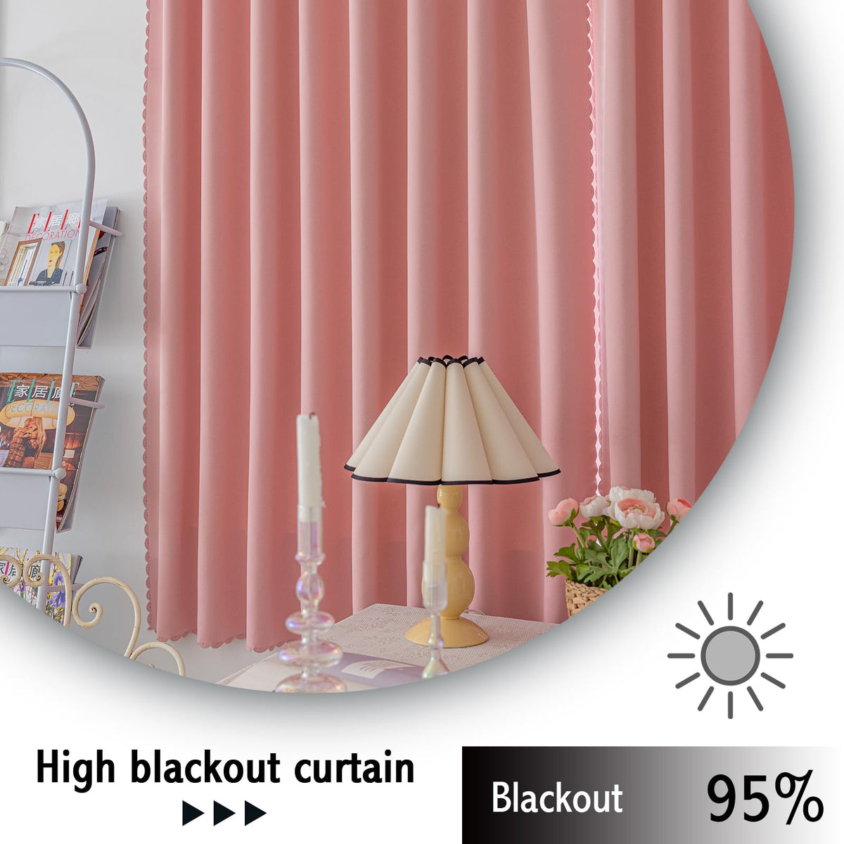 Magic Tape Stick on Curtains Blackout Curtains for Bedroom no Drillng Self Adhesive Curtain no Rod Small Window (Pink / 47"W x 71"L (Pack of 2))