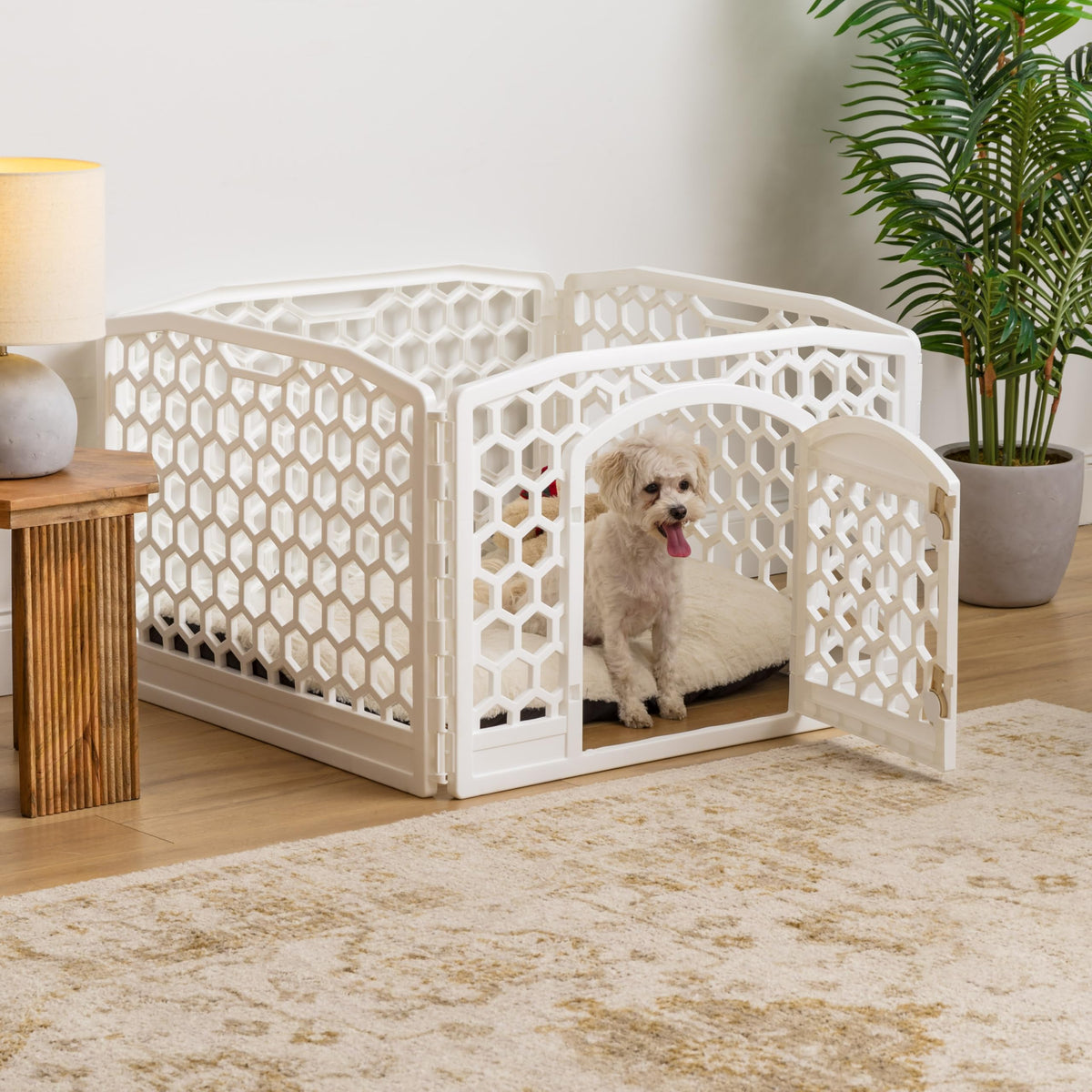 4 Panel Dog Playpen (4 Panel - 24" H / Honey Comb White)