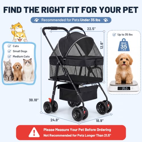 Dog Stroller for Small Dogs (Natural Black)