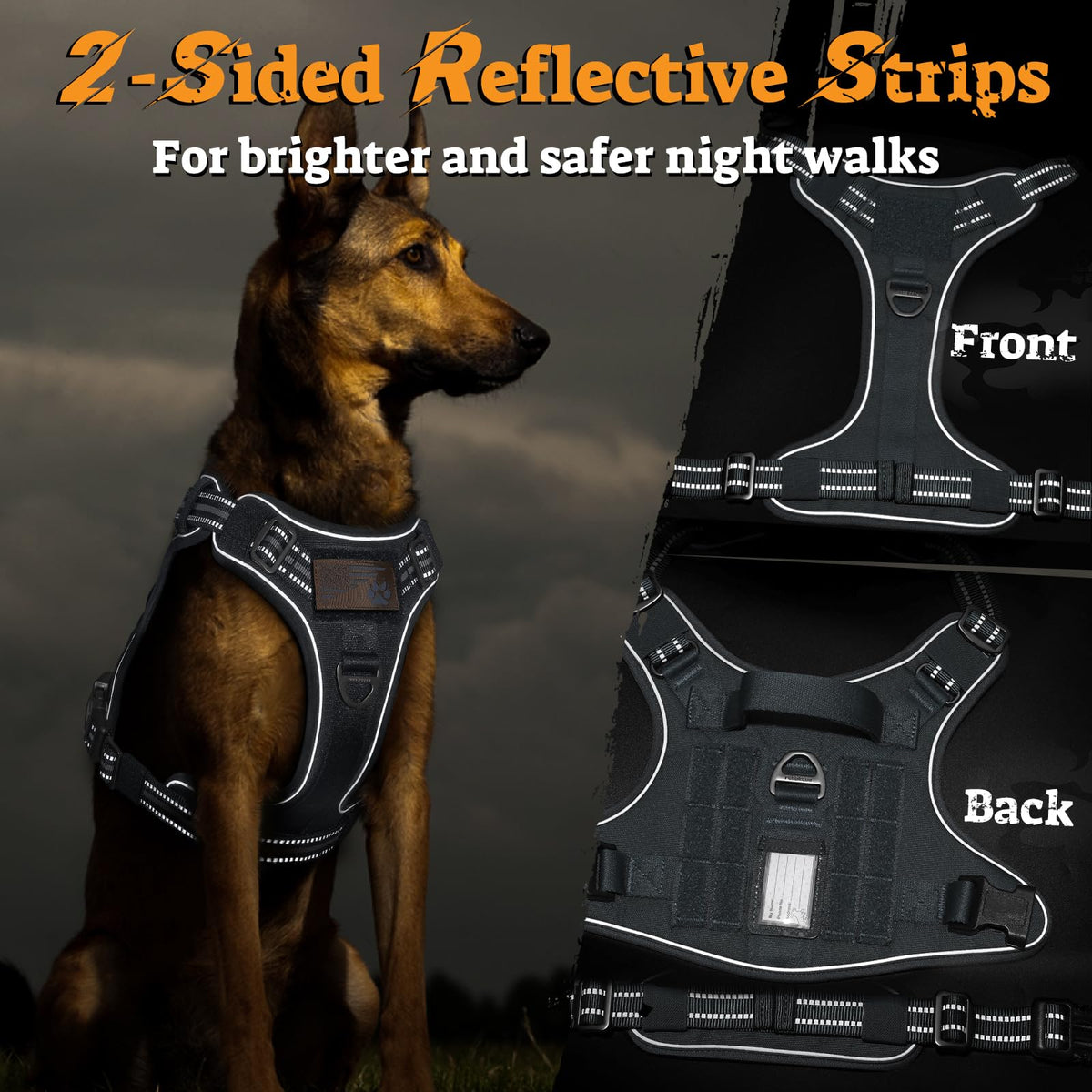 Tactical Dog Harness Medium Sized (M(chest:20.1"-33.9",neck:17.7"-22.3",back:7.5") / Grey)
