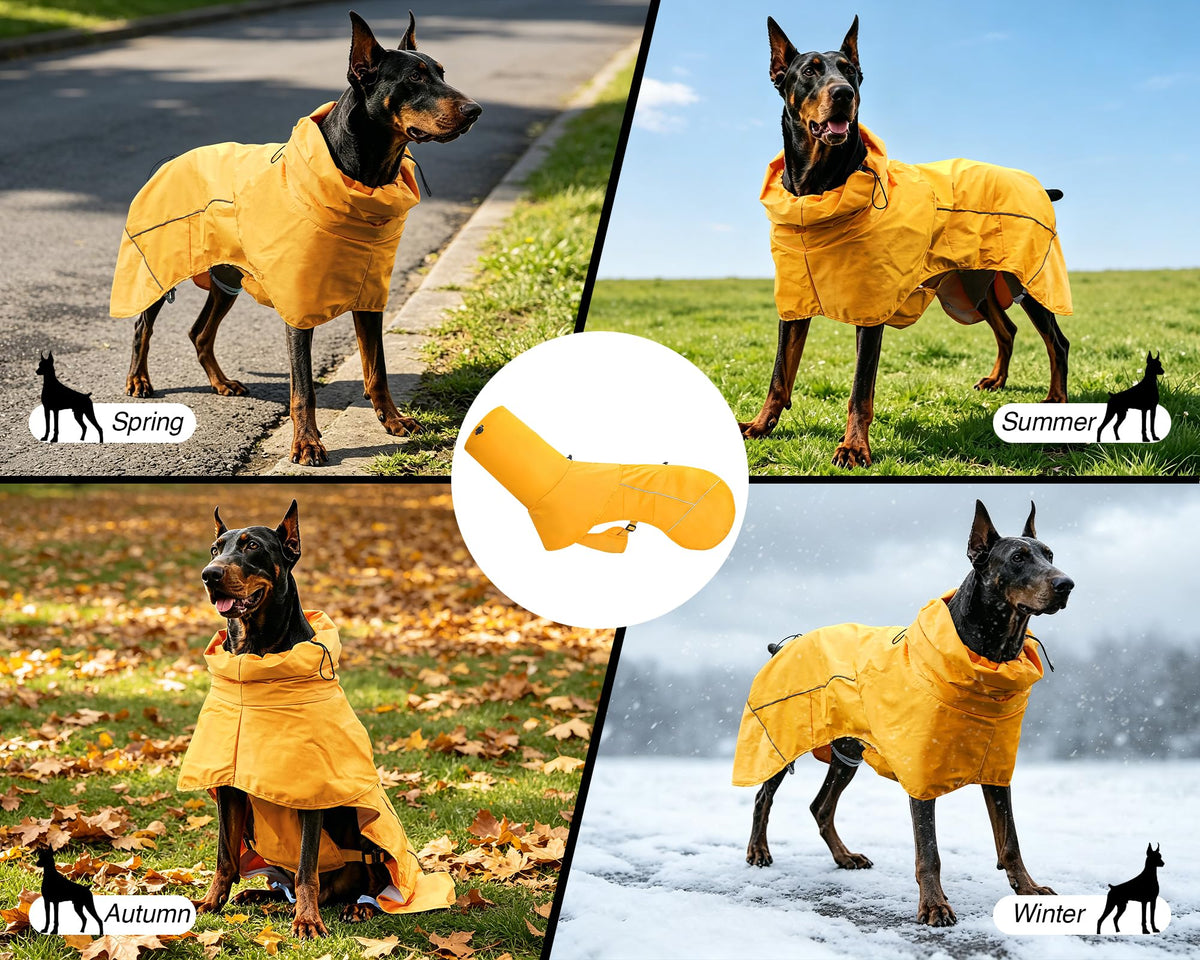 Dog Raincoat with Hood (yellow (Mesh Lining) / XL)