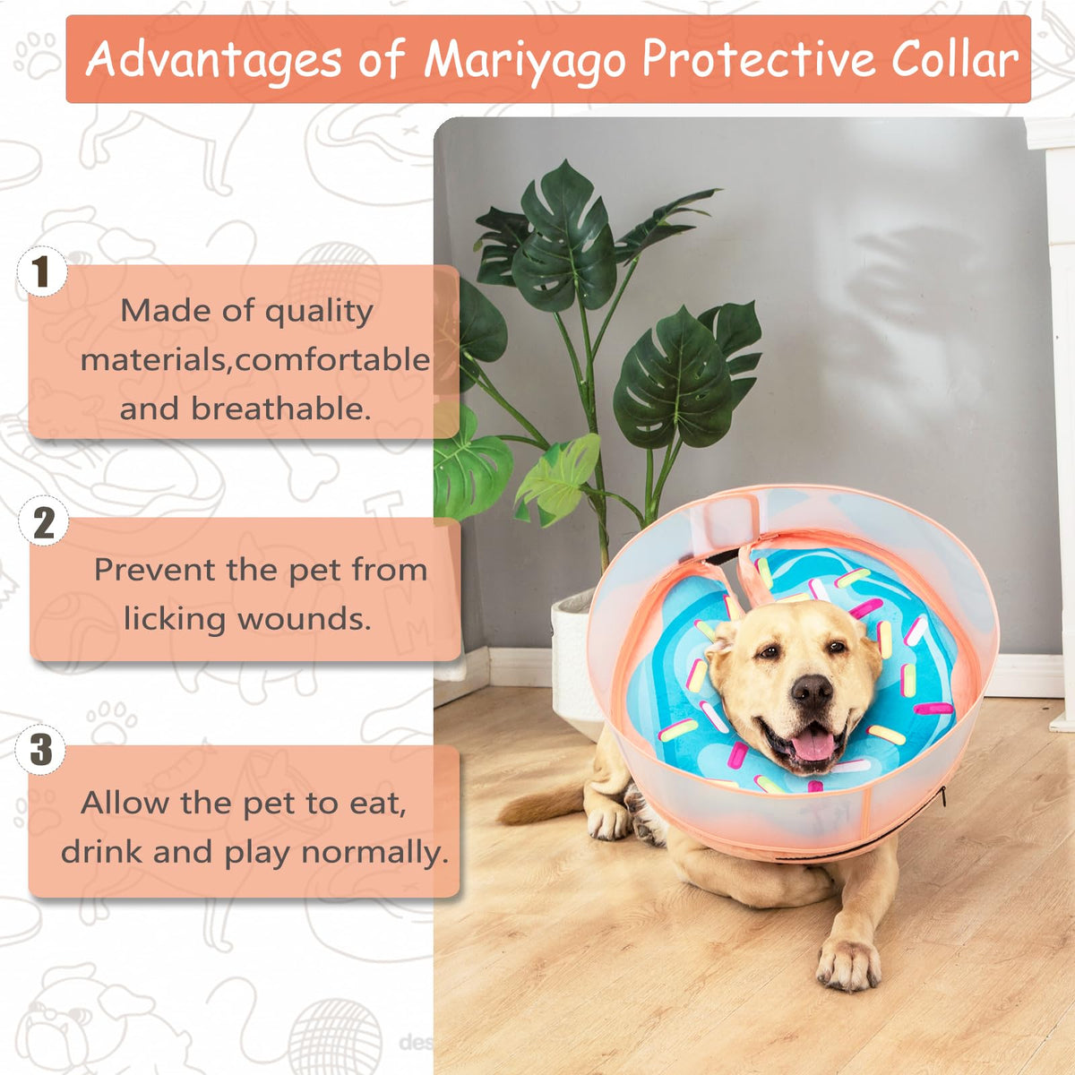 Inflatable Dog Cone Collar with Enhanced Anti (Large / Donut Blue)
