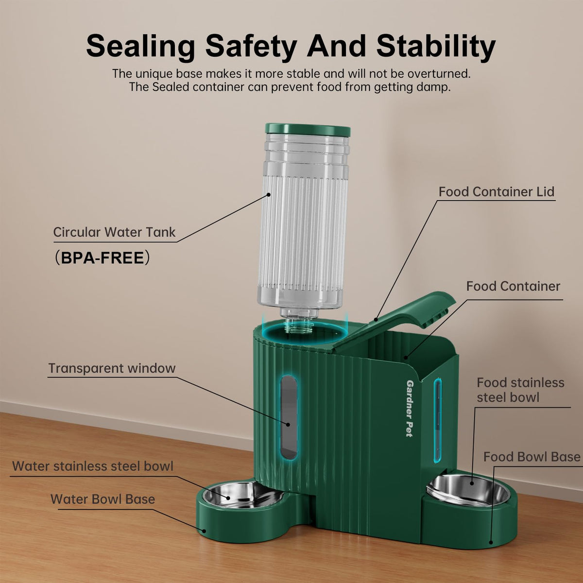 Gravity Automatic Cat Feeder (Large (0.8 Gallon x 2) / Green)