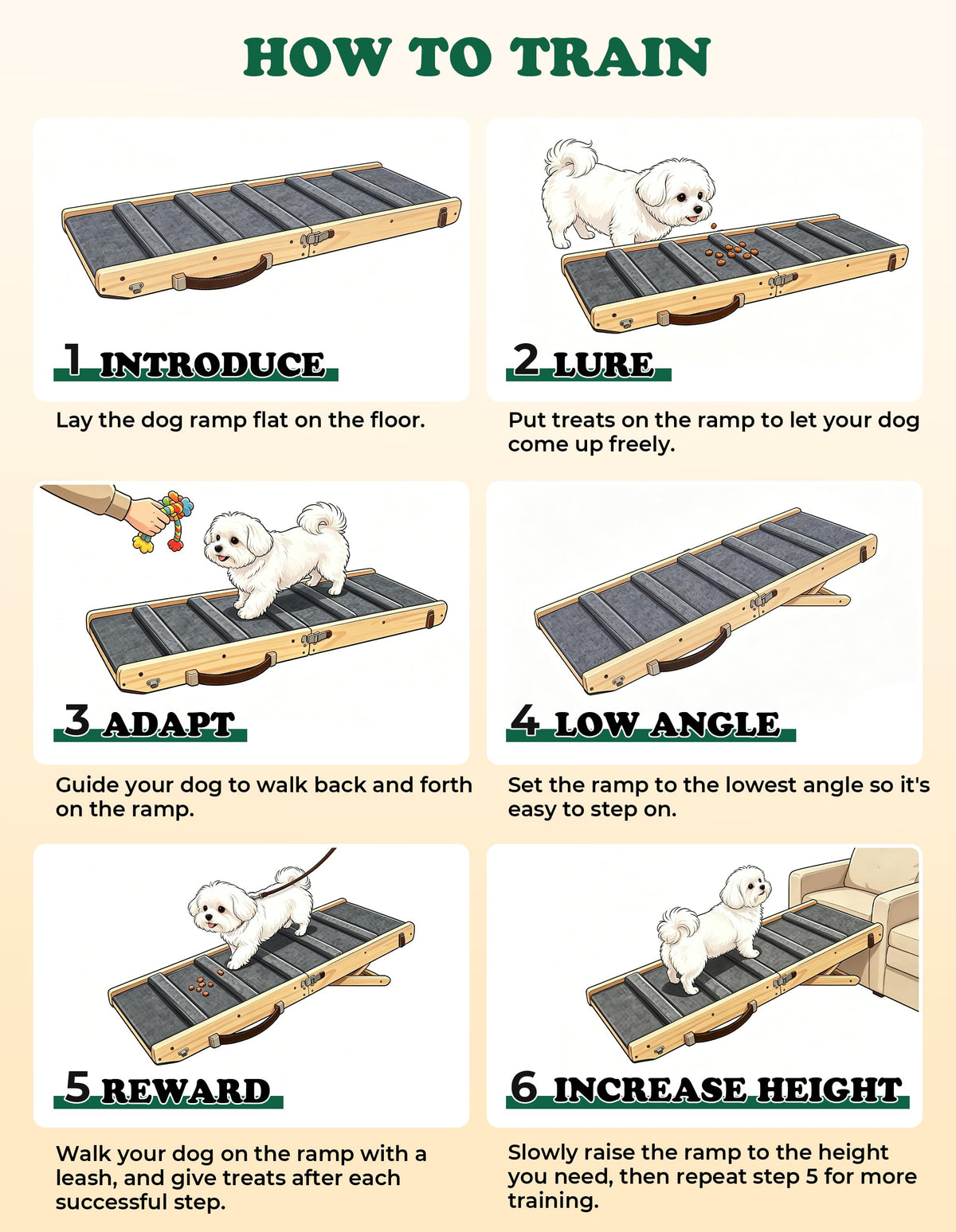 Dog Ramp for Small Dogs Foldable Pet Ramp for Couch Sofa (Black / Up to 30 lbs)
