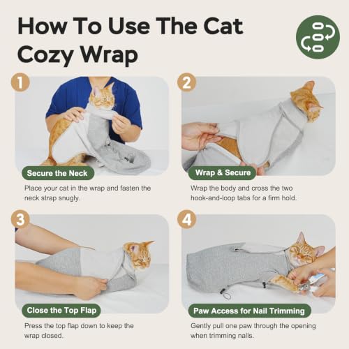 Cat Wrap for Cutting Nails (S(5-10lbs) / Grey)
