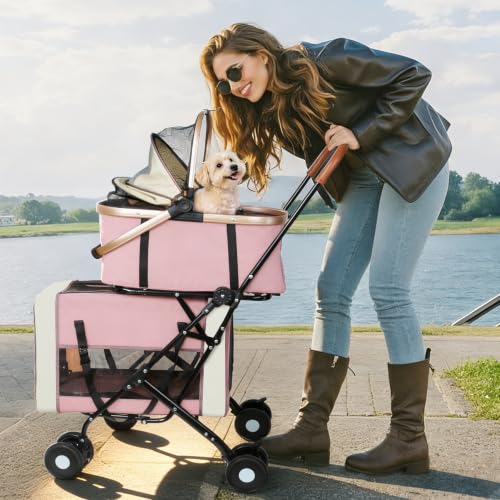 Double Pet Stroller (Pink)