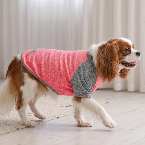 2Pack Dog Shirt for Large Dogs Sun Protection Tank Top with Sleeves (XX-Large (40-55lbs) / 5# 2Pack(Coral Red+Grey))