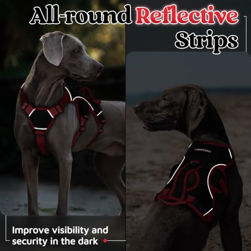 Escape Proof Dog Harness for Large (Red & Black / Large)
