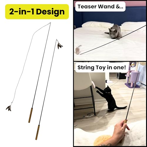Forever Stick Durable Cat Wand Toy (Forever Stick and Extra Toys and Strings)