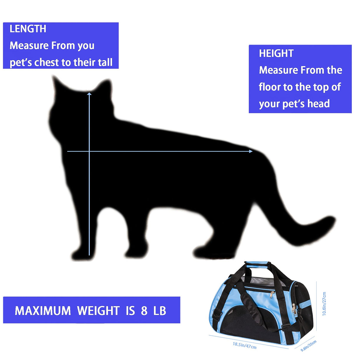 Pet Carrier Cat Cattier Soft (Medium-Blue)