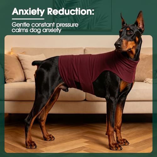 Calming Vest for Dogs Anxiety (Calm Burgundy / L (Chest 24.4-29.5"))