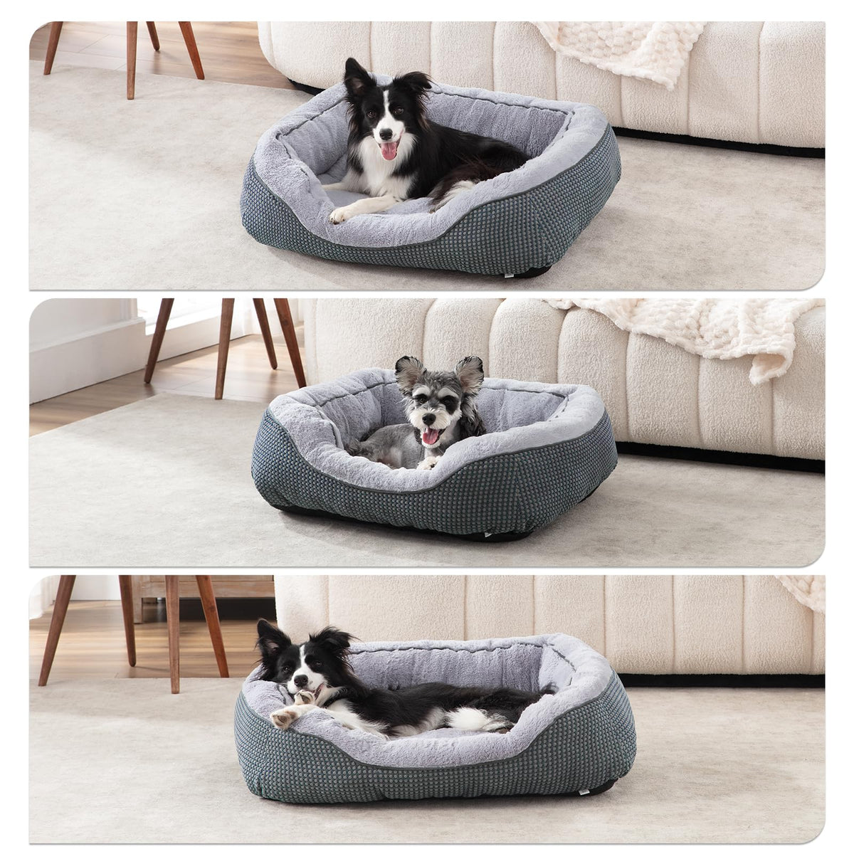 Small Dog Bed Orthopedic Warming Soft Calming Sleeping Durable with Anti (S PLUS (25"x21"x8") / Navy)