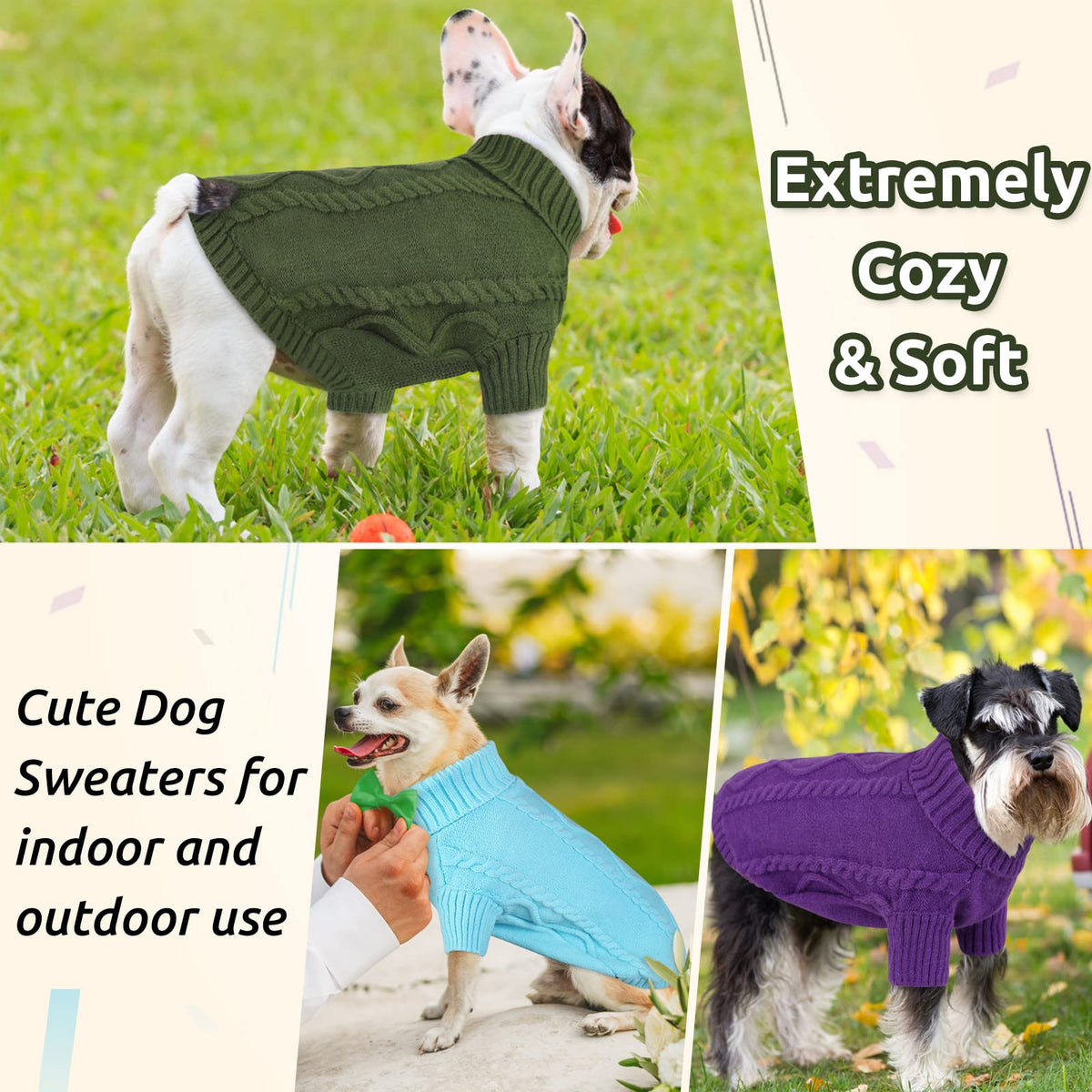 Small Dog Sweater for Small Dogs Boy (Small / Sky Blue)