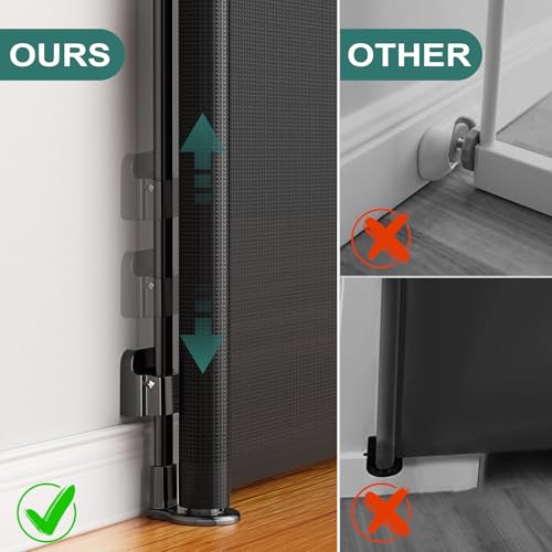 Retractable Baby Gate for Stairs (Black / 110" Wide x 34" Tall)