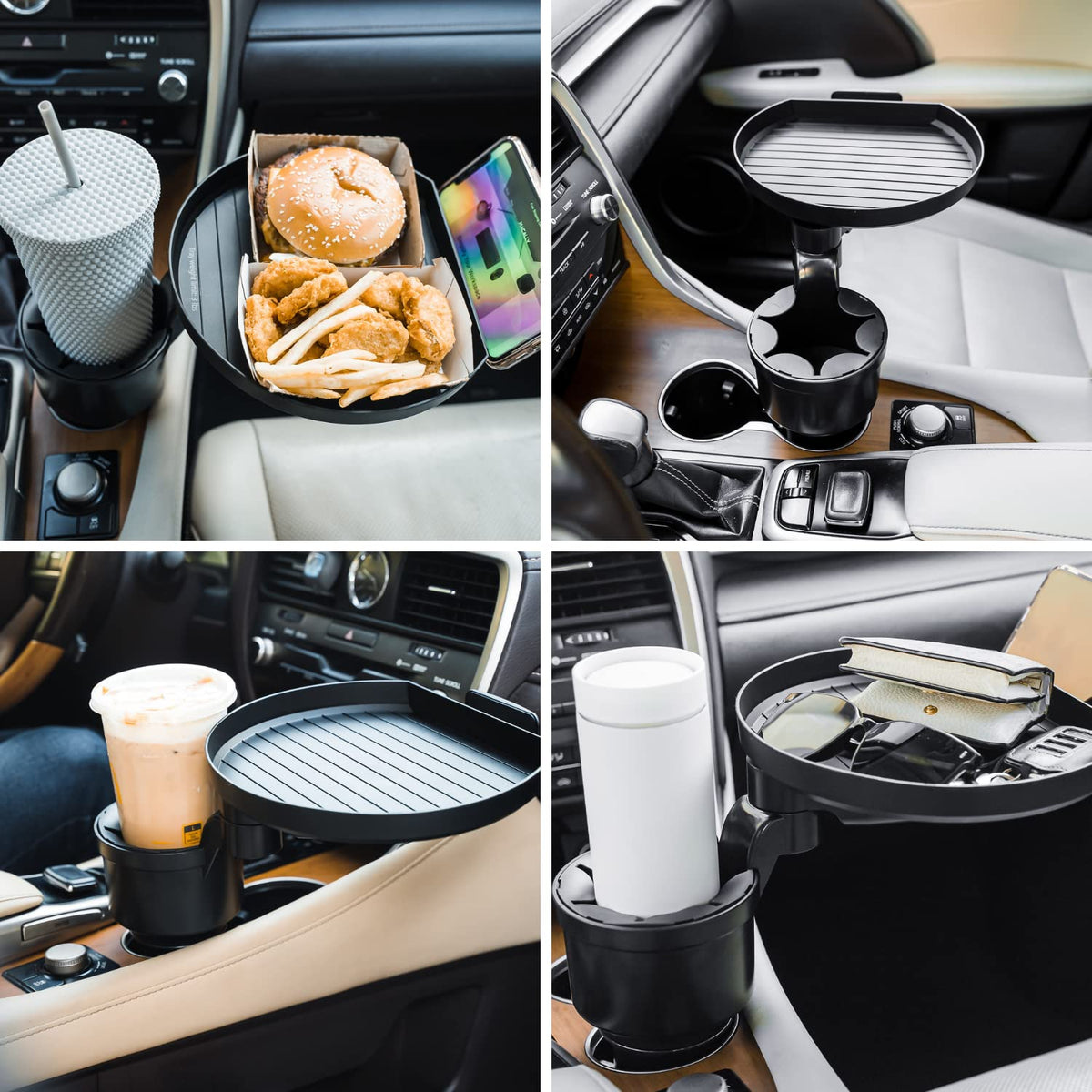 Car Cup Holder Tray and Cup Holder Expander with Phone Slot (Pro)