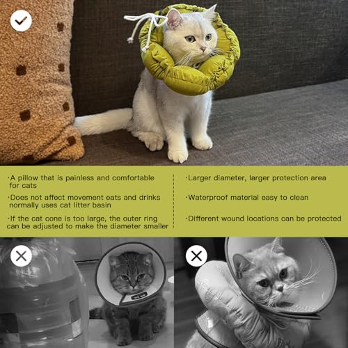 Soft Cat Cone Collar (L-Standard / Green Flower)
