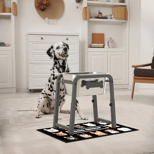 1.85 Gallon Elevated Dog Water Bowl (Grey-1.8 GAL / Height: 10.4-15.2")
