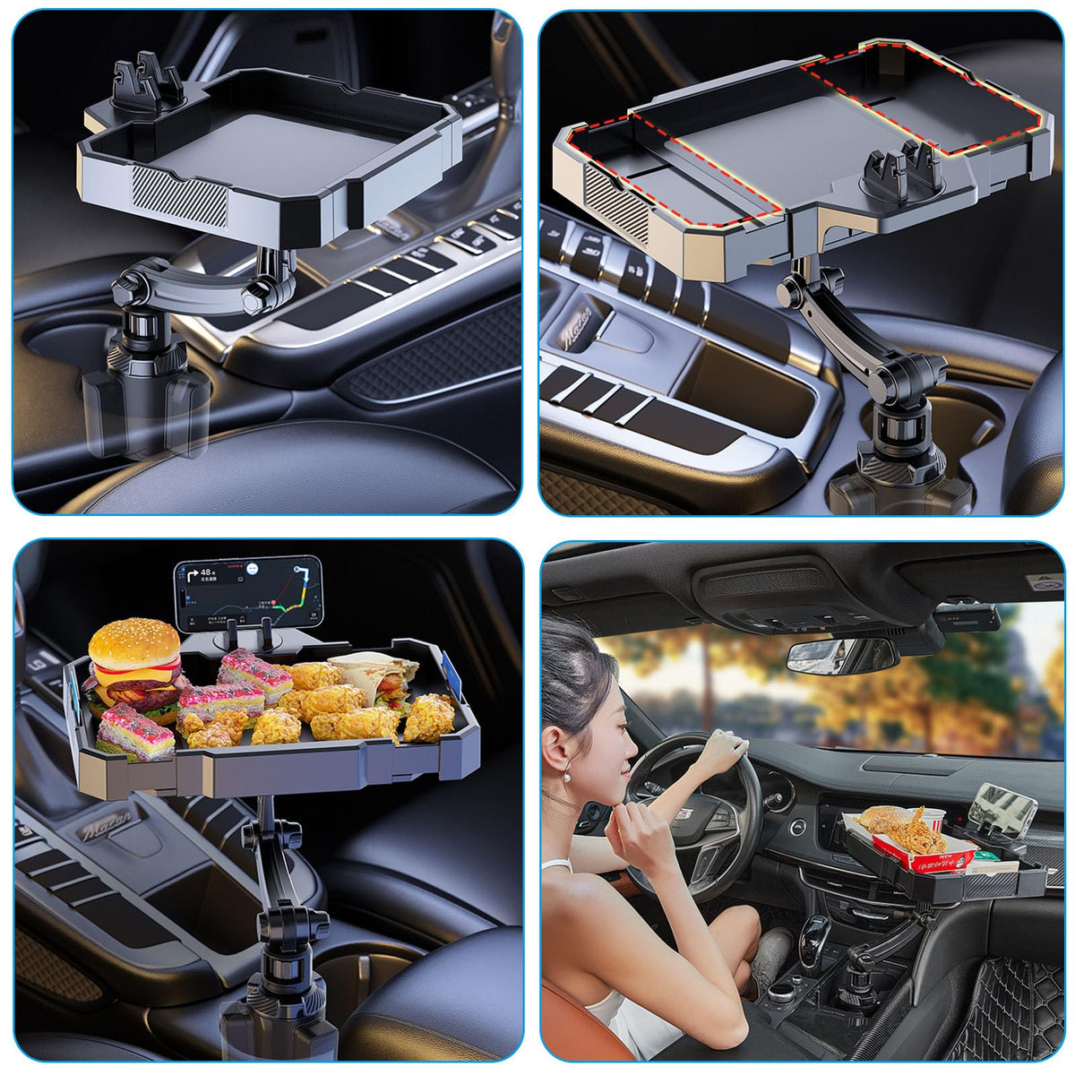 360° Rotating Car Cup Holder Tray 9 (Larger Tray)