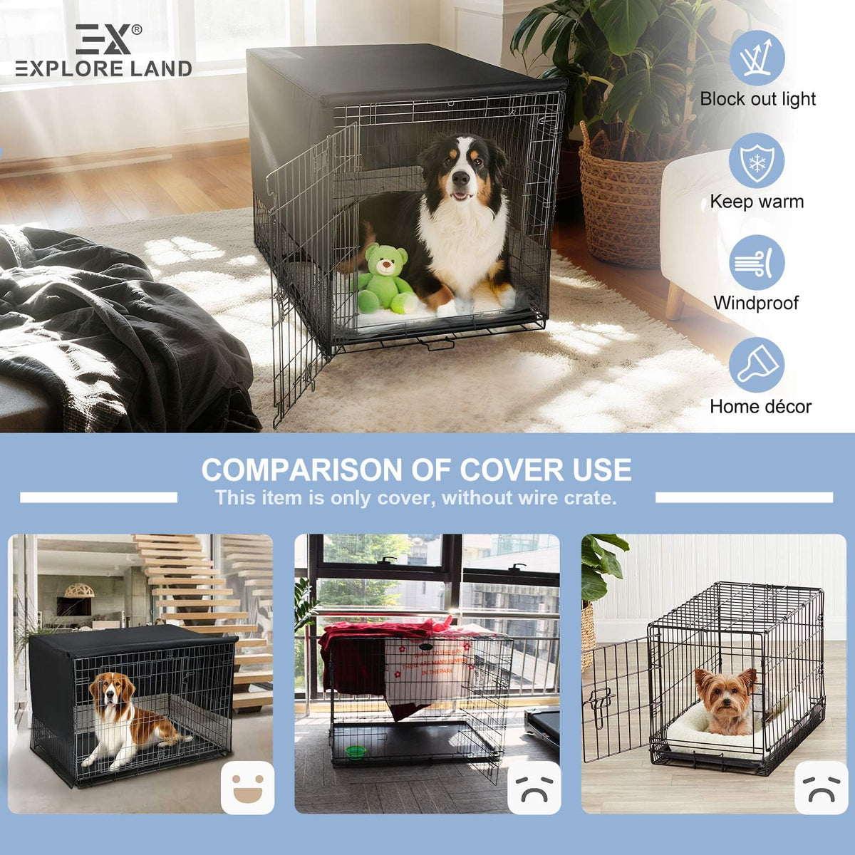 Breathable Dog Crate Cover (18"L x 12"W x 14"H / Black)