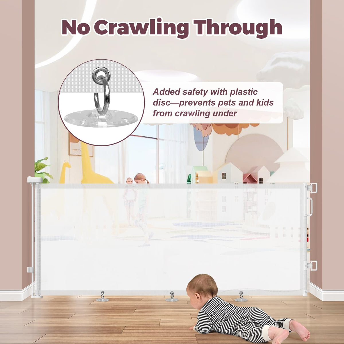 76" Retractable Baby Gates Extra Wide (White / 34" Tall x 76" Wide)