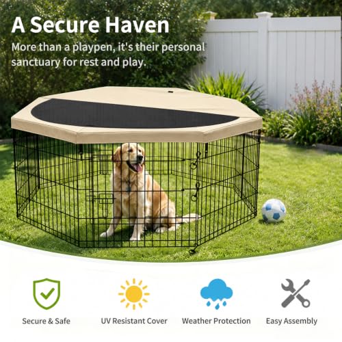 Foldable Metal Dog Exercise Pen (Tan / 36''H)