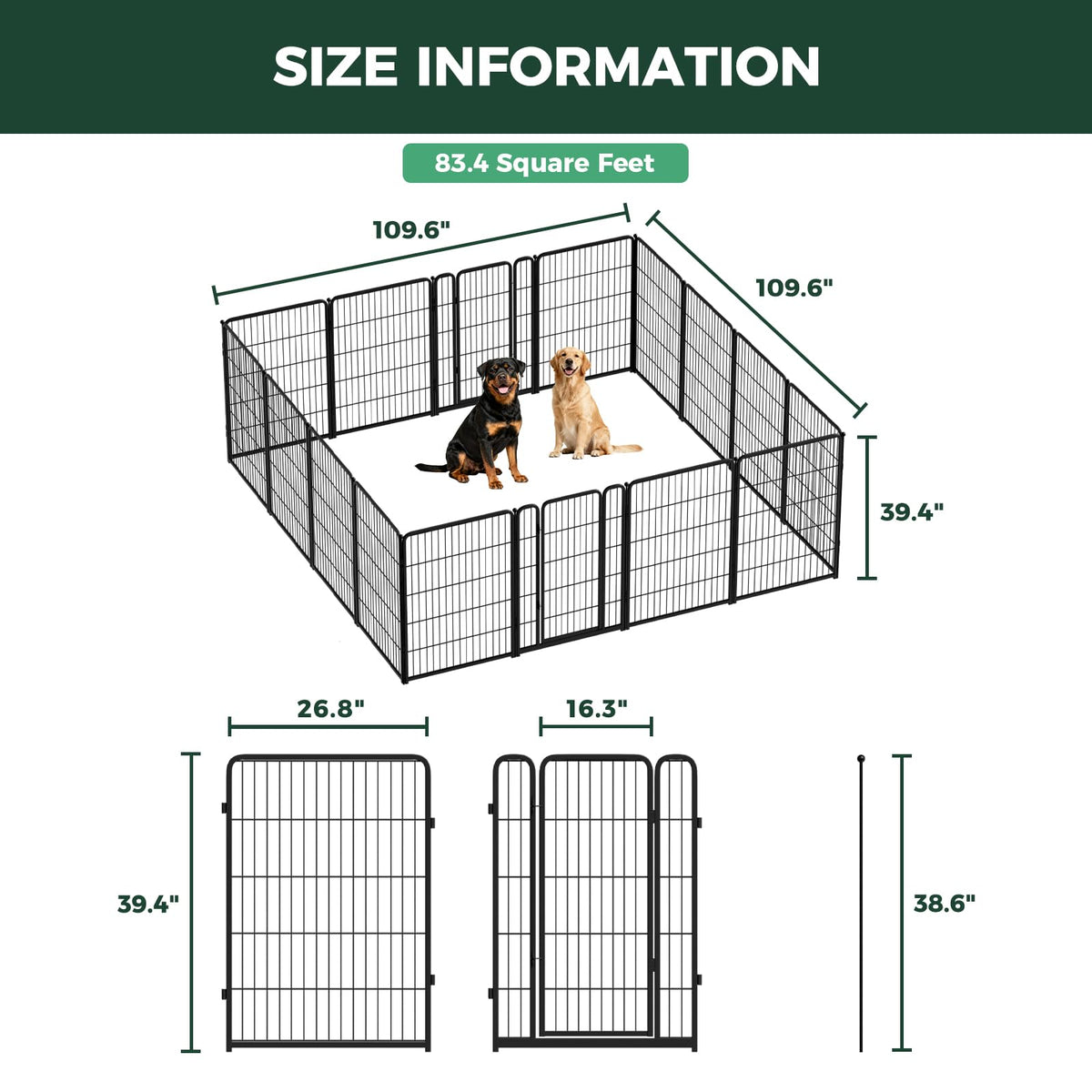 Homeplus Indoor Dog Playpen (Black / 40"H)