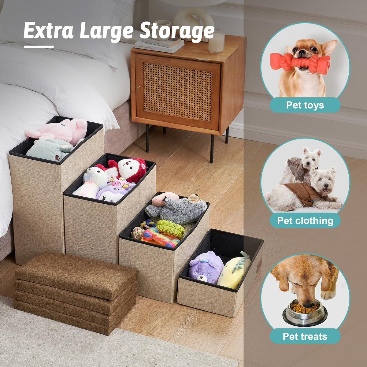 Dog Stairs with Storage (Grey / 28.5x17x16.7 inch)