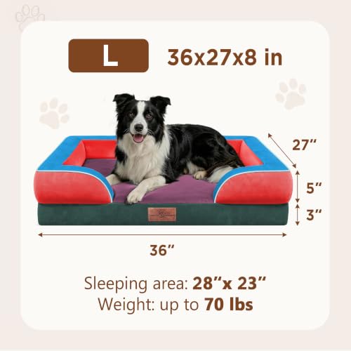 Orthopedic Dog Beds for Large Sized Dog with Bolster (36.0"L x 27.0"W x 8.0"Th / San Francisco)